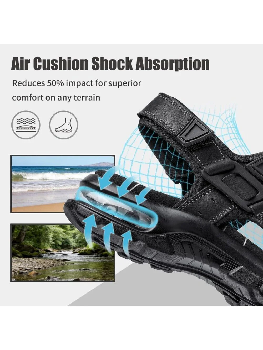 Men All Black Arch Support Outdoor Non Slip Athletic Durable  display picture 1
